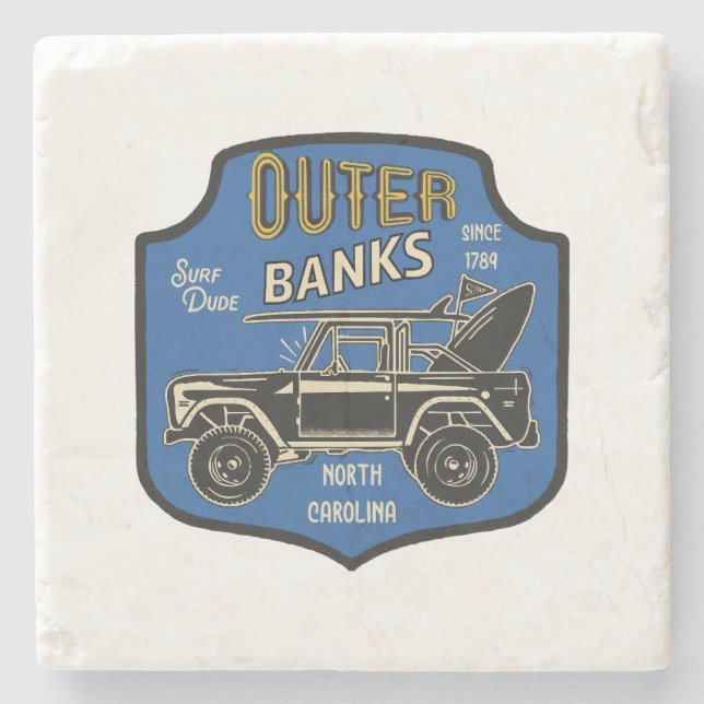 Outer Banks NC Badge Stone Coaster (Front)
