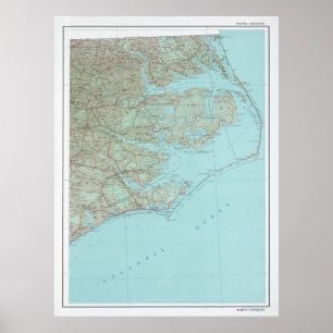 Outer Banks NC Map (1993) North Carolina Coast Poster