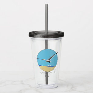 Outer Banks, NC Sea Gull Flying over Beach Acrylic Tumbler