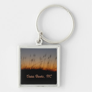 Outer Banks NC Sea Oats and Dunes at Sunset Key Ring