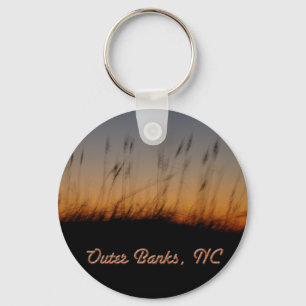 Outer Banks NC Sea Oats and Dunes at Sunset Key Ring