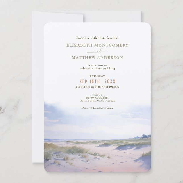 Outer Banks NC Wedding Invitation (Front)