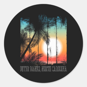 Outer Banks North Carolina Beach Palms Vacation Su Classic Round Sticker