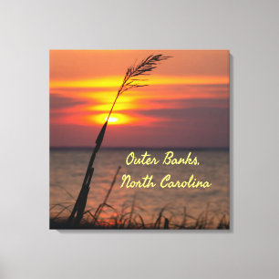 Outer Banks North Carolina Beach Sunset Orange Sky Canvas Print