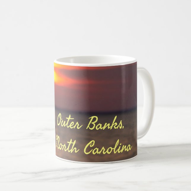 Outer Banks North Carolina Beach Sunset Orange Sky Coffee Mug (Front Right)