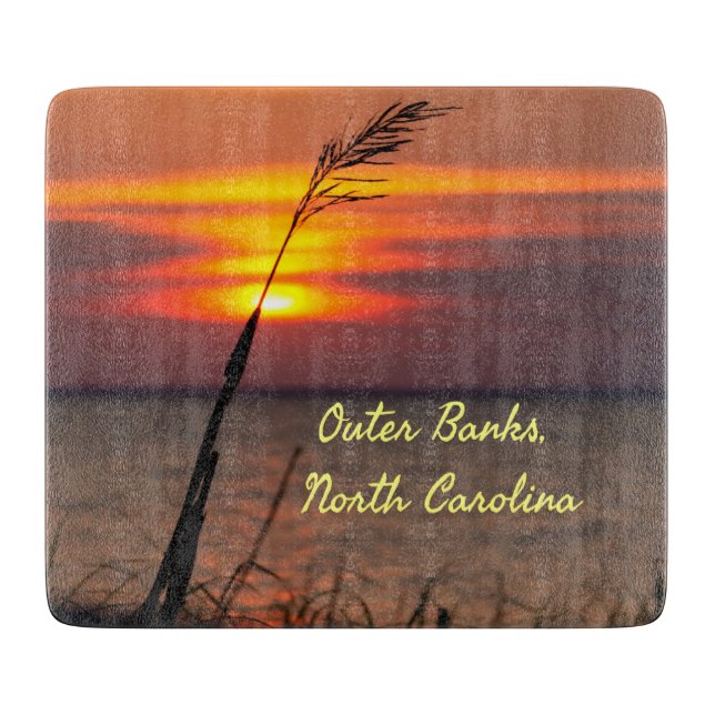 Outer Banks North Carolina Beach Sunset Orange Sky Cutting Board (Front)