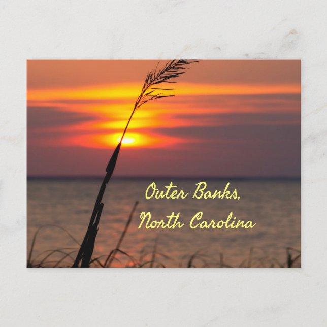 Outer Banks North Carolina Beach Sunset Orange Sky Postcard (Front)