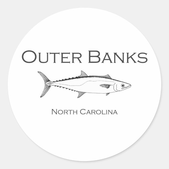 Outer Banks North Carolina King Mackerel Classic Round Sticker (Front)