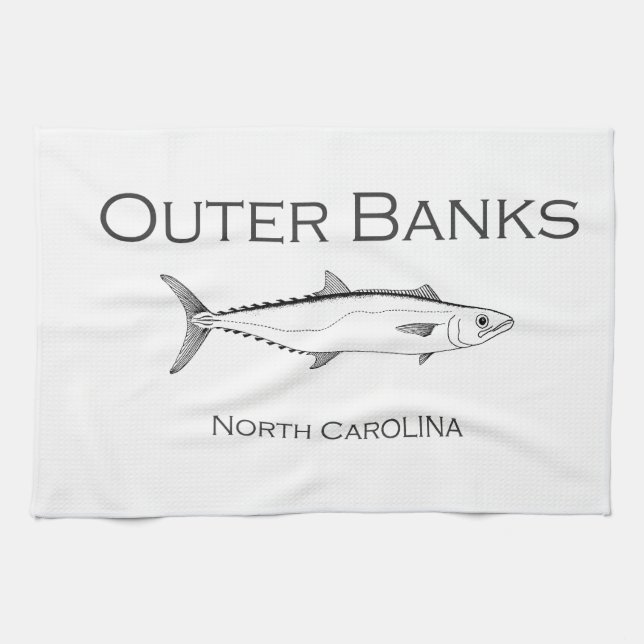 Outer Banks North Carolina King Mackerel Tea Towel (Horizontal)