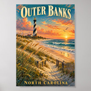 Outer Banks North Carolina Lighthouse Sunset Poster