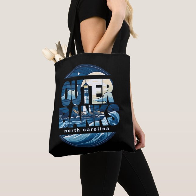 Outer Banks North Carolina Lighthouse Tote Bag (Close Up)