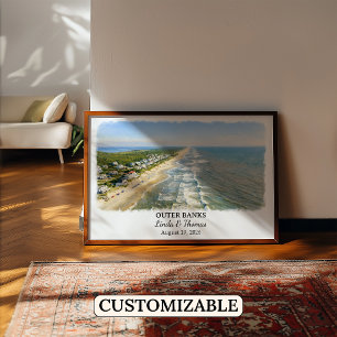 Outer Banks North Carolina Poster, Watercolor Poster