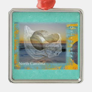 Outer Banks North Carolina Seashell & Surf Metal Tree Decoration