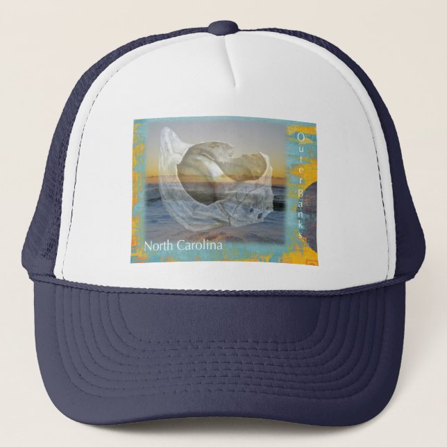 Outer Banks North Carolina Seashell & Surf Trucker Hat (Front)