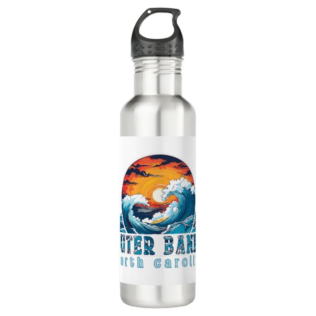 Outer Banks North Carolina Surfing  710 Ml Water Bottle (Front)