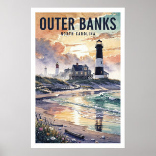 Outer Banks North Carolina Vintage Travel Poster