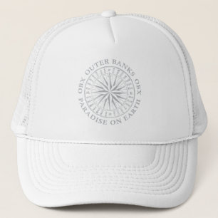 Outer Banks OBX Nautical Compass Vintage Silver Trucker Hat