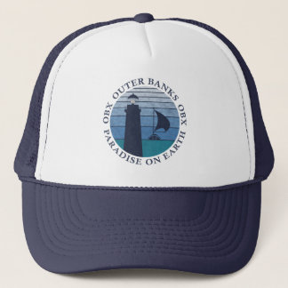 Outer Banks OBX Paradise On Earth Blue Sky Vintage Trucker Hat