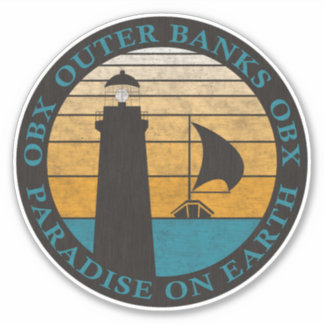Outer Banks OBX Sunset Black Aqua Vintage