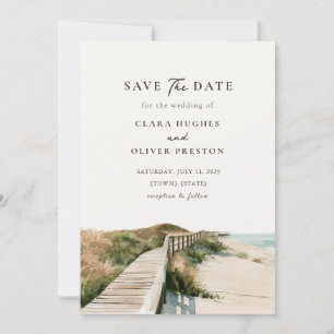 Outer Banks Sea Oats Sand Dune Shoreline Wedding Save The Date