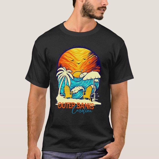 Outer Banks Sunset Carolina Vacation Couples Famil T-Shirt (Front)
