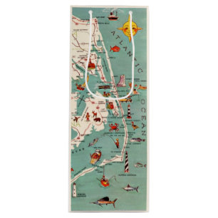 Outer Banks Vintage Map Wine Bag