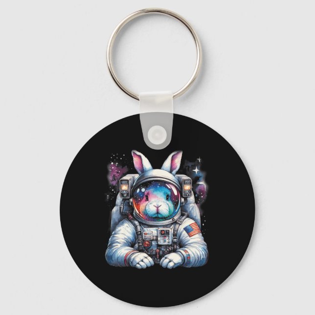 Outer Bunny Easter Day Rabbit Usa Fun Space  Key Ring (Front)