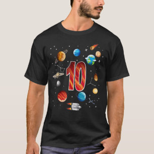 Outer Space 10 Years Old 10th Birthday Boys Planet T-Shirt
