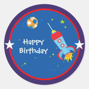 Outer Space 1 Birthday Stickers