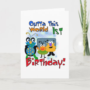 Outer Space 1st Birthday Tshirts and Gifts Card