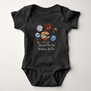 Outer Space 1st Trip Personalized Birthday Baby Bodysuit