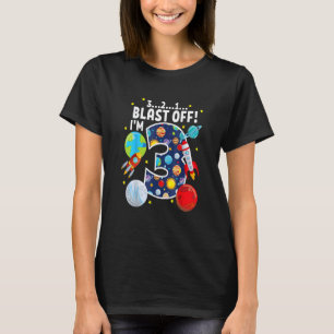 Outer Space 321 Blast Off Age 3 3rd Birthday Party T-Shirt