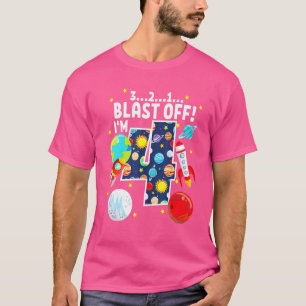 Outer Space 321 Blast Off Age 4 4th Birthday Party T-Shirt