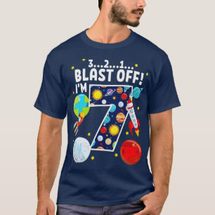 Outer Space 321 Blast Off Age 7 7th Birthday Party T-Shirt