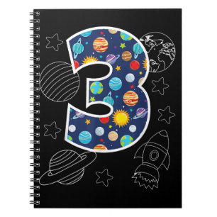 Outer Space 3 Year Old 3rd Birthday Party Boys Gir Notebook