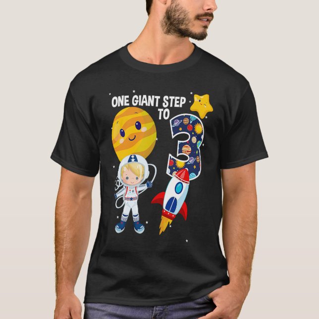 Outer Space 3 Year Old 3rd Birthday Party Space Th T-Shirt (Front)