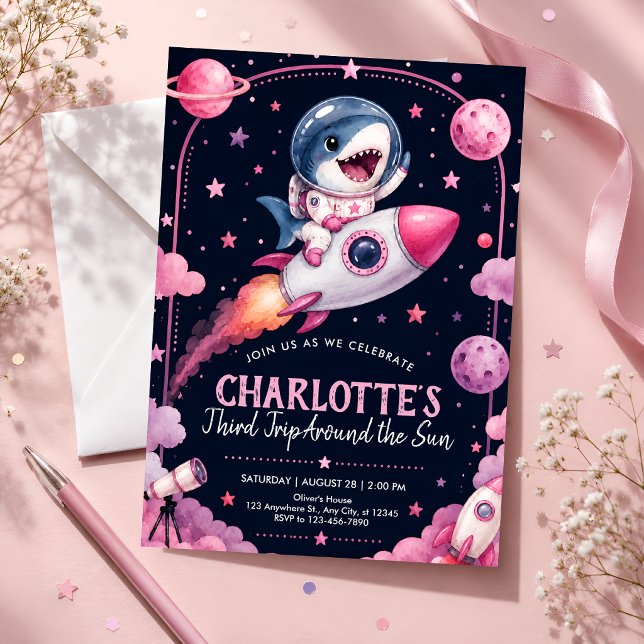Outer Space 3rd Birthday Party Invitation (Creator Uploaded)