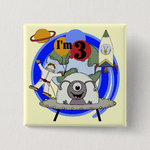 Outer Space 3rd Birthday Tshirts and Gifts 15 Cm Square Badge
