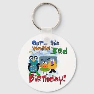 Outer Space 3rd Birthday Tshirts and Gifts Key Ring