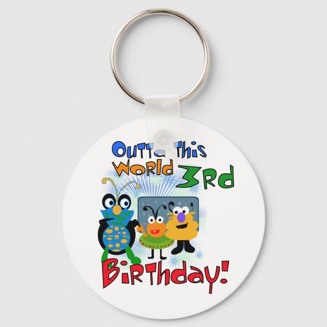 Outer Space 3rd Birthday Tshirts and Gifts Key Ring (Front)