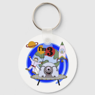 Outer Space 3rd Birthday Tshirts and Gifts Key Ring