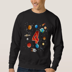 Outer Space 4 Years Old 4th Birthday Boys Planets Sweatshirt