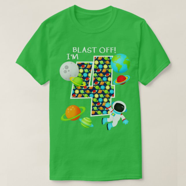 Outer Space 4th Birthday 4 Year Old Solar System A T-Shirt (Design Front)