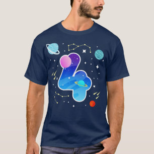 Outer Space 4th Birthday Party T Planets 4 Year Ol T-Shirt