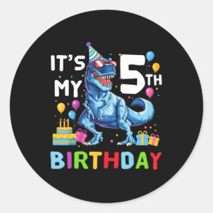 Outer Space 5 Years Old 5th Birthday Boys Planets Classic Round Sticker