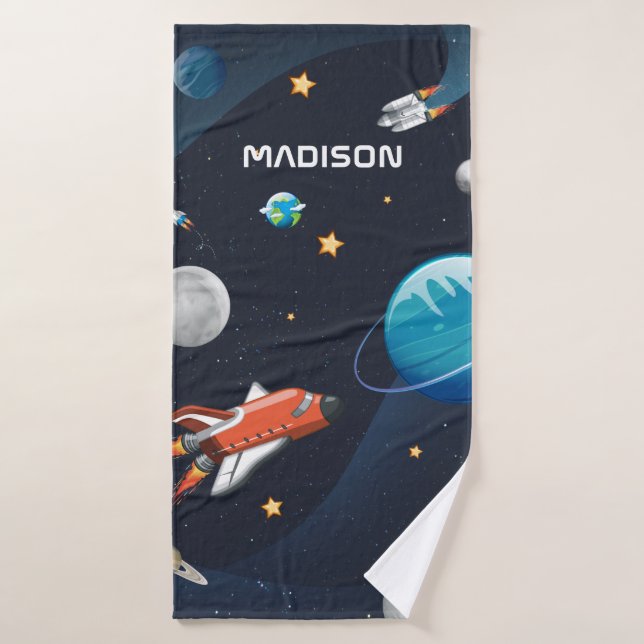 Outer Space Activity in the Galaxy Personalised Bath Towel (Bath Towel)