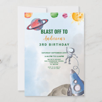 Outer Space Adventure Birthday Invitation