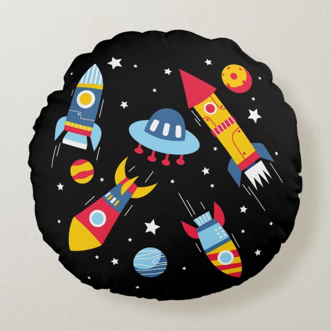 Outer Space Adventure Round Cushion (Front)