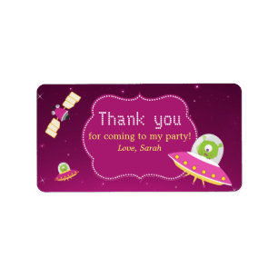 Outer Space Alien Girl Birthday Favour Tags Label
