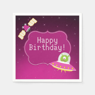 Outer Space Alien Girl Birthday Paper Napkins